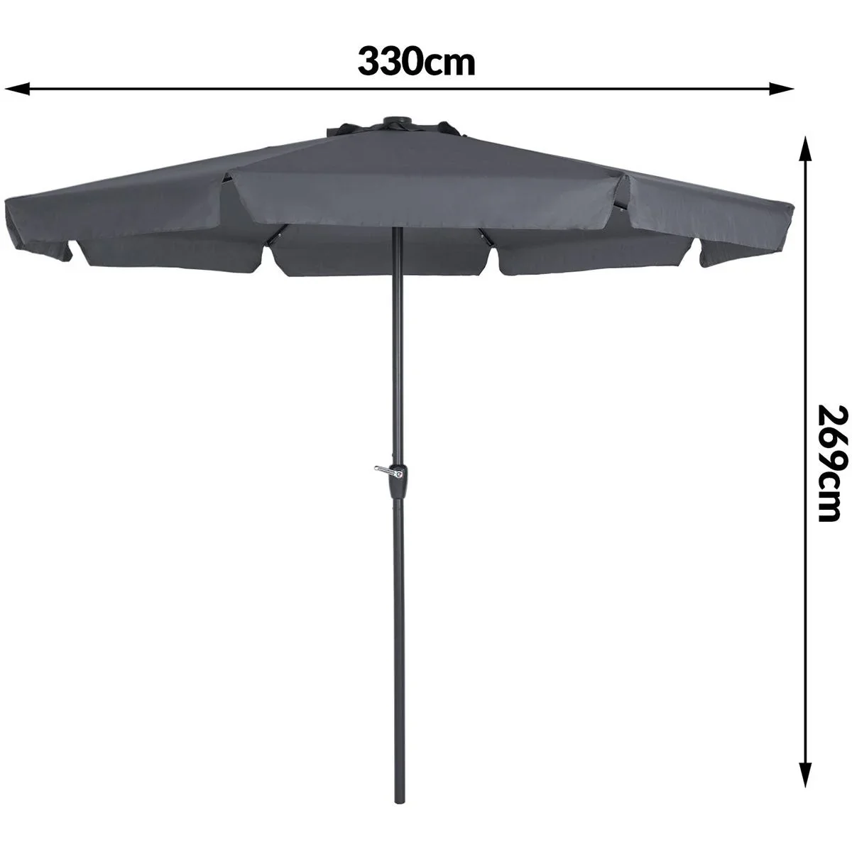 Sonnenschirm Athen mit LED-Beleuchtung anthrazit - Ø 3,3m - 4