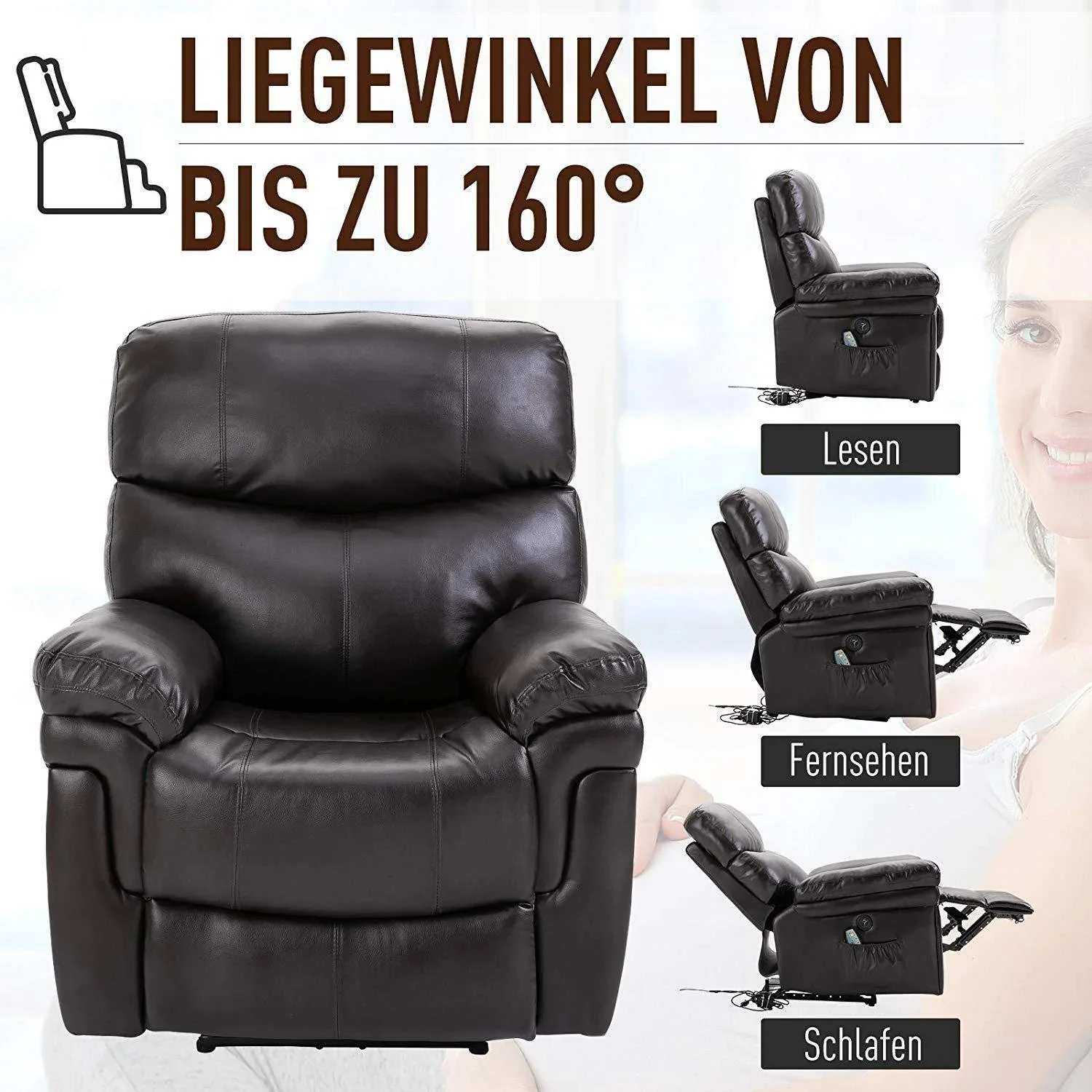 Massagesessel mit Wärme- und Liegefunktion - 4