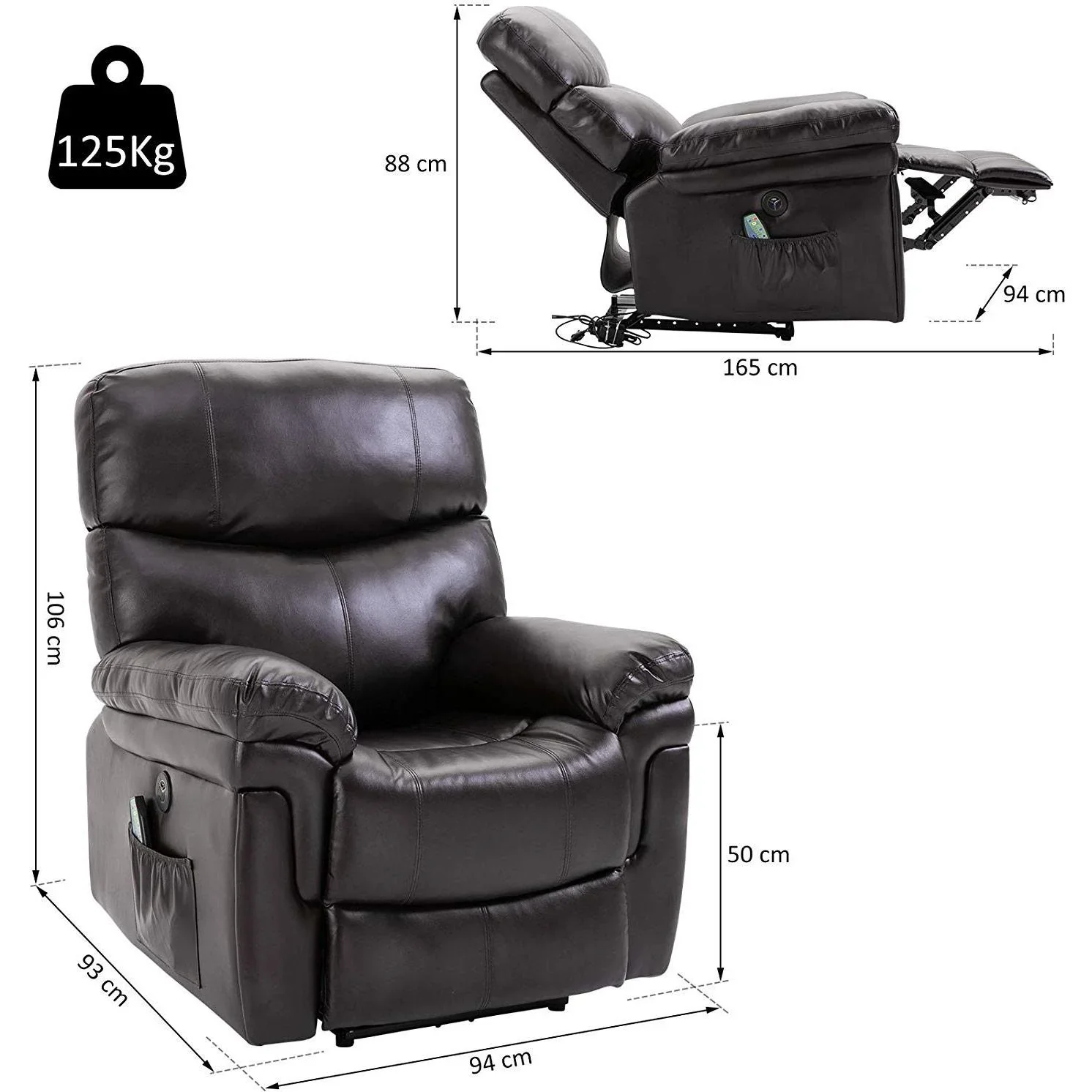 Massagesessel mit Wärme- und Liegefunktion - 6