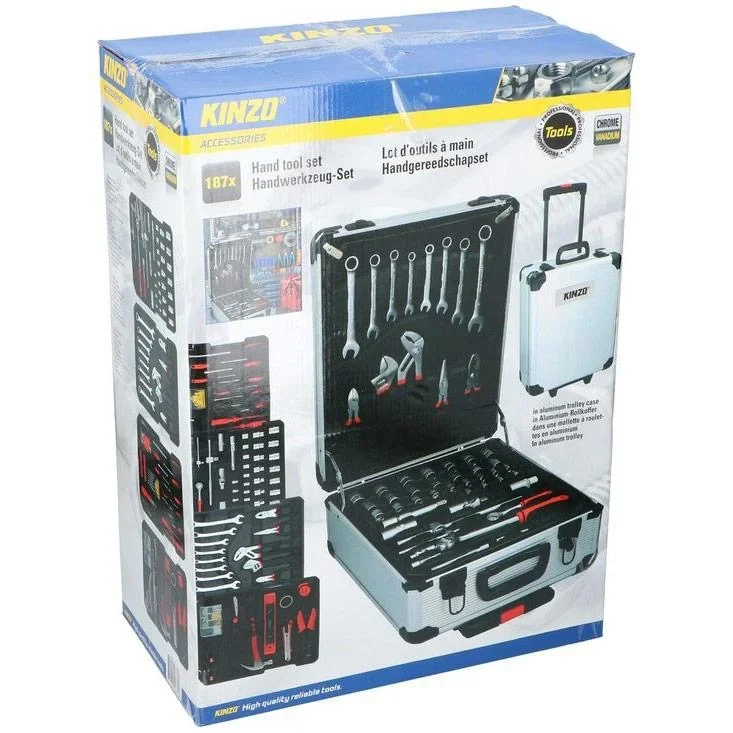 Handwerkzeugsatz - 187 Stück - im Aluminium-Rollkoffer - CRV - 5