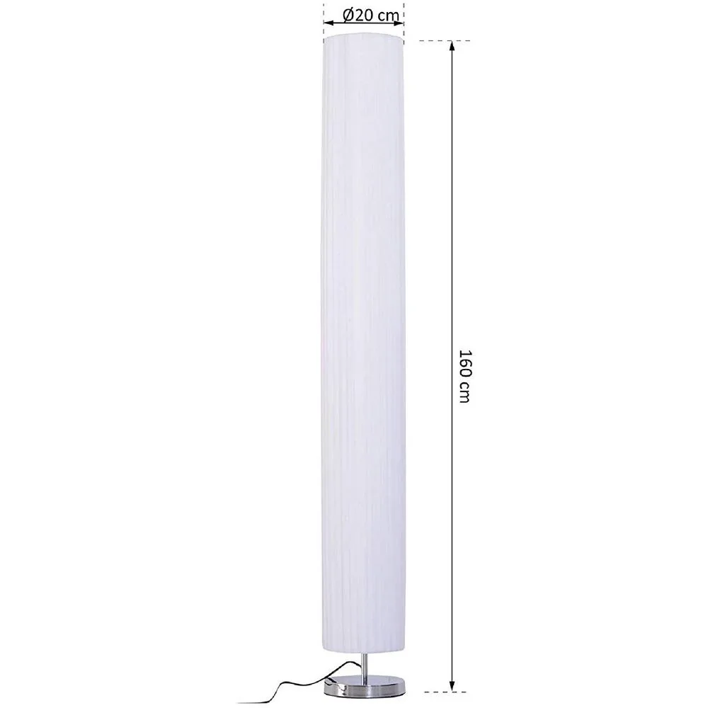Stehlampe Standleuchte Stehleuchte Edelstahlboden Textillampenschirm 40W rund weiß ?20 x 160 cm - 3