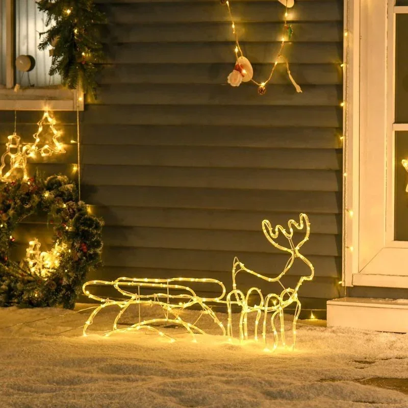 Rentier mit Schlitten Weihnachtsbeleuchtung 160 LED Figur Leuchtfigur - 2