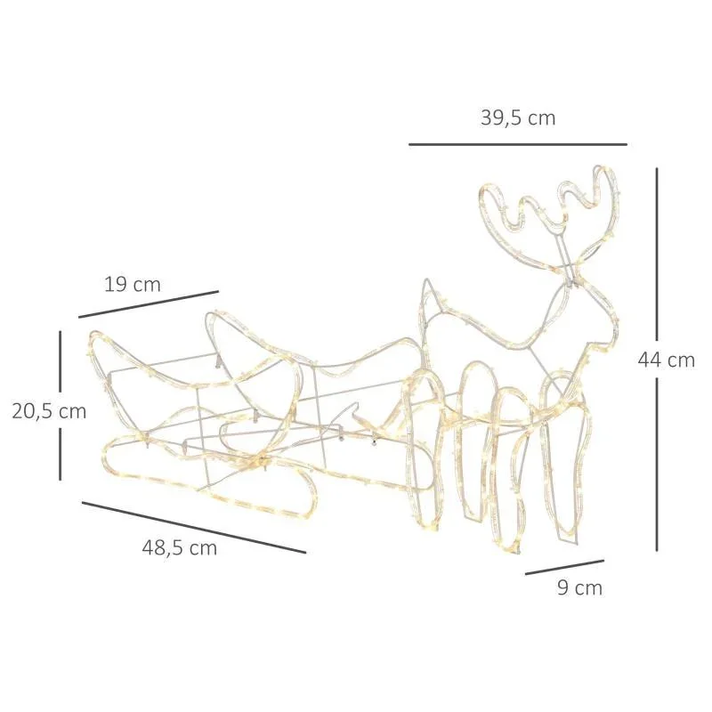 Rentier mit Schlitten Weihnachtsbeleuchtung 160 LED Figur Leuchtfigur - 3