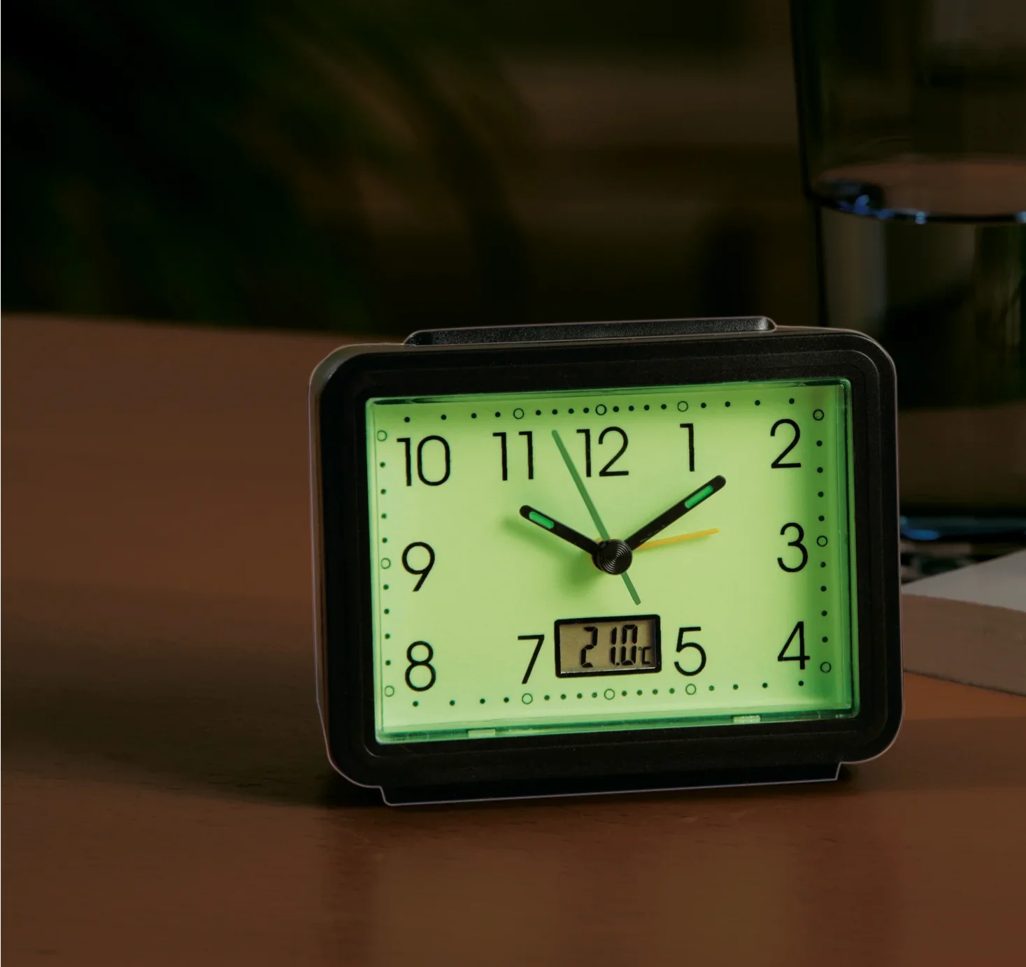 Wecker leuchtend, mit Temperaturanzeige, rechteckig - 0