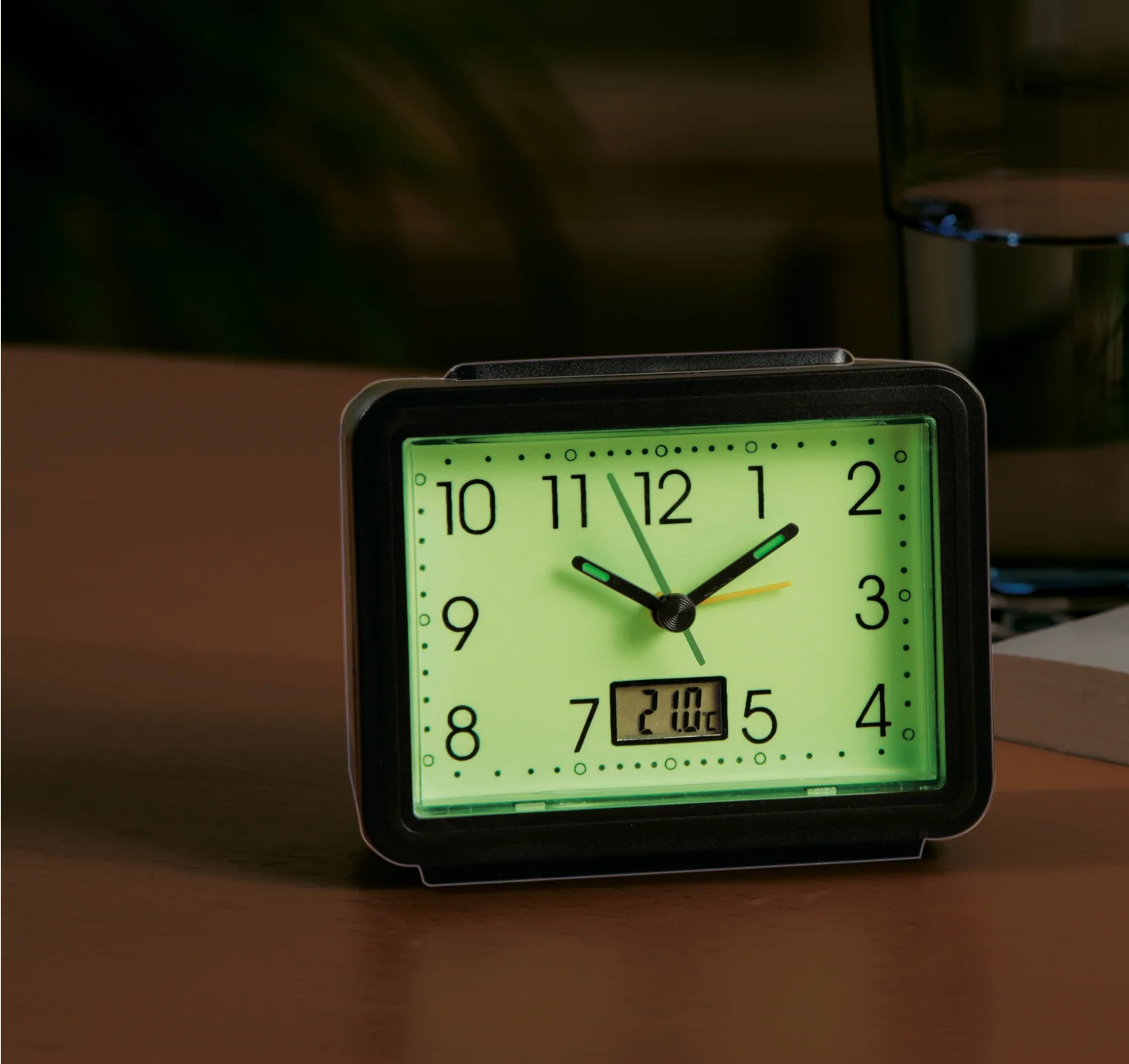 Wecker leuchtend, mit Temperaturanzeige, rechteckig - 0