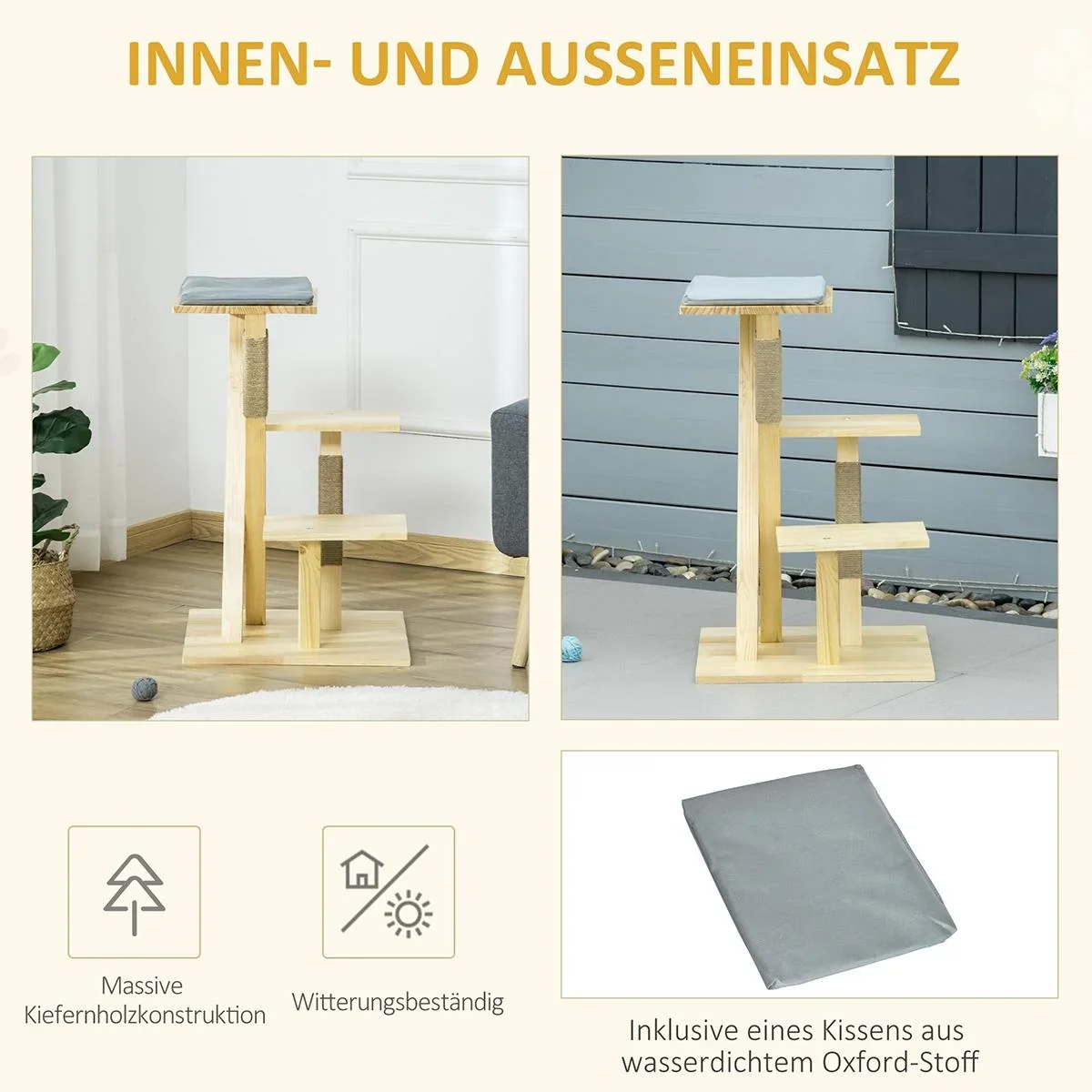 Kratzbaum aus Holz für drinnen und - 1