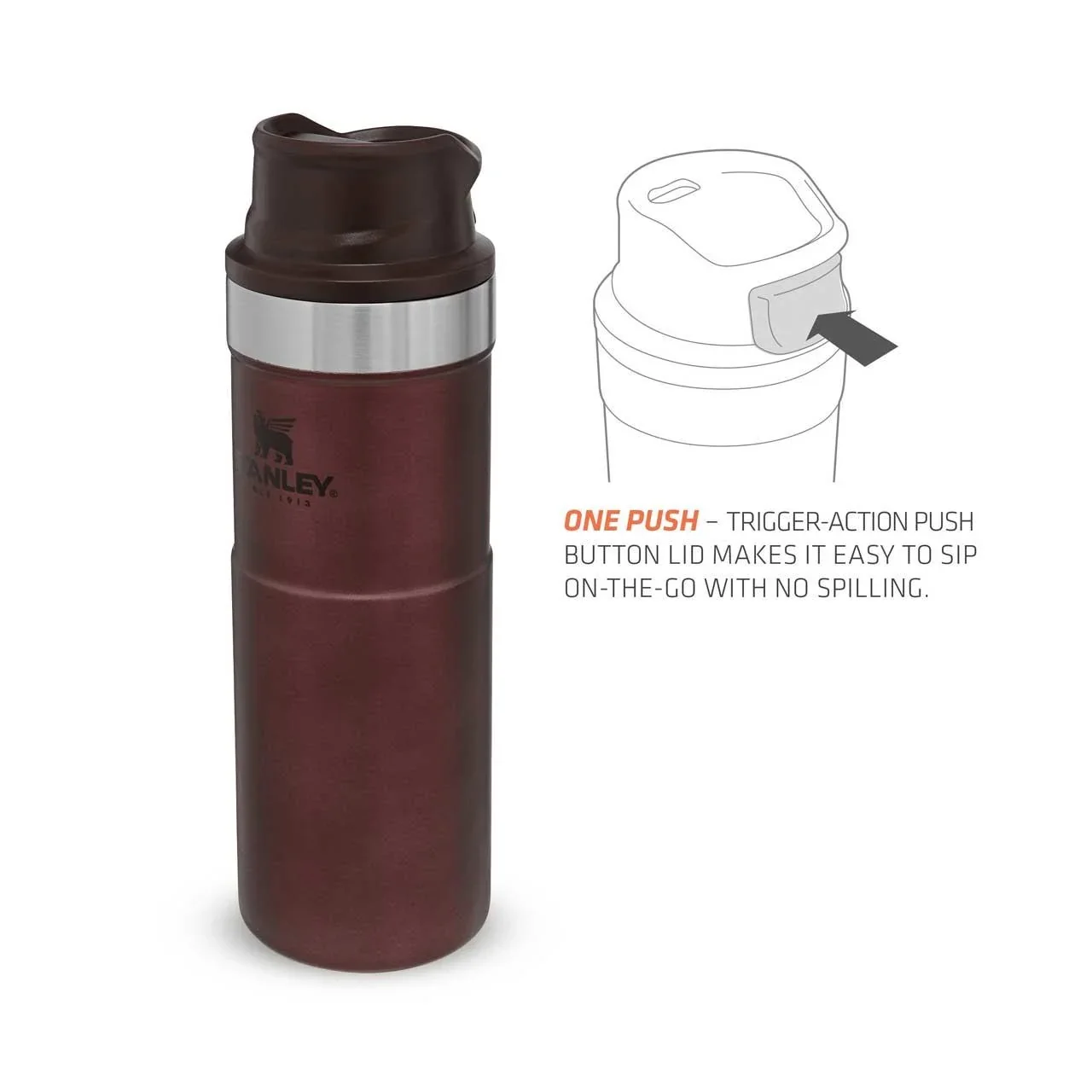 Classic Trigger-Action Travel Mug 0,473 l, Stahl 18/8, Vakuumisoliert, Farbe Wine - 2
