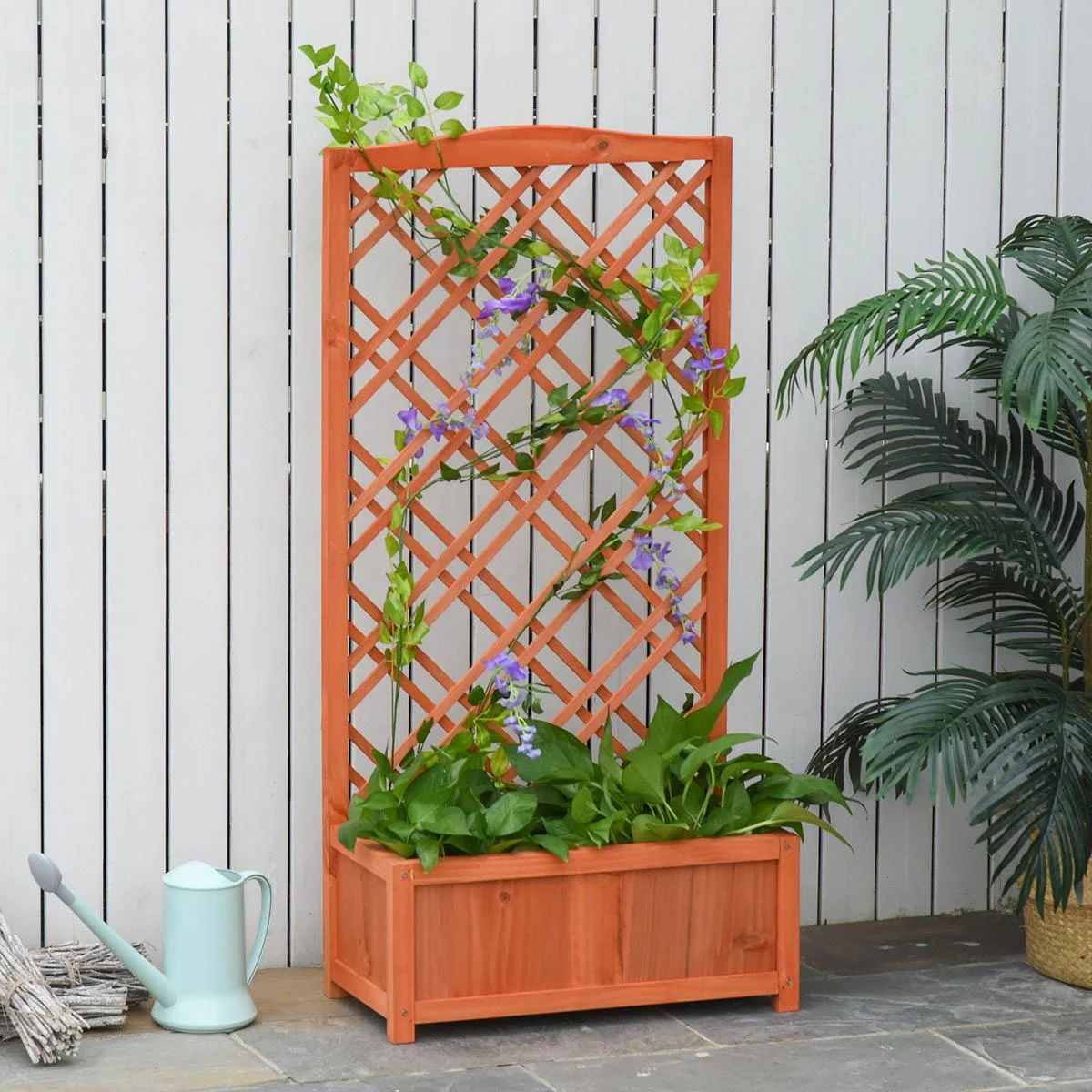 Blumenkasten mit Kletterwand - Holz - 60 x 30 x 122,5 cm - 2