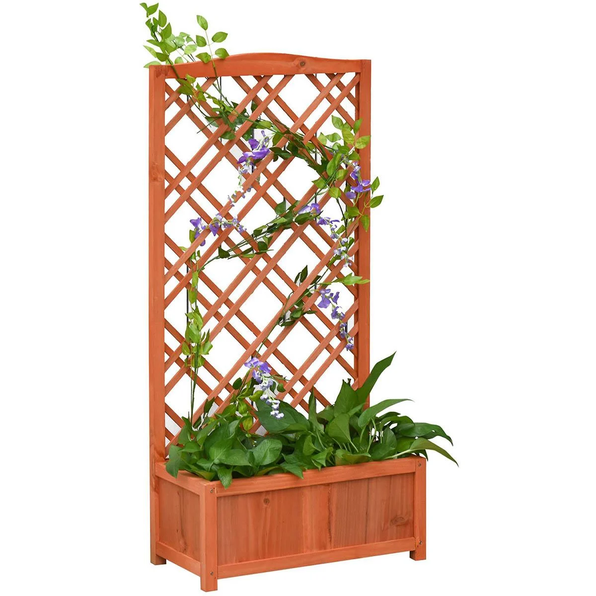 Blumenkasten mit Kletterwand - Holz - 60 x 30 x 122,5 cm - 3