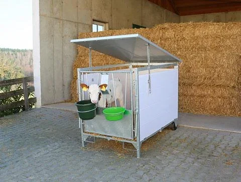 Kälberbox, klein 130 cm x 85 cm inklusive Dach - 0