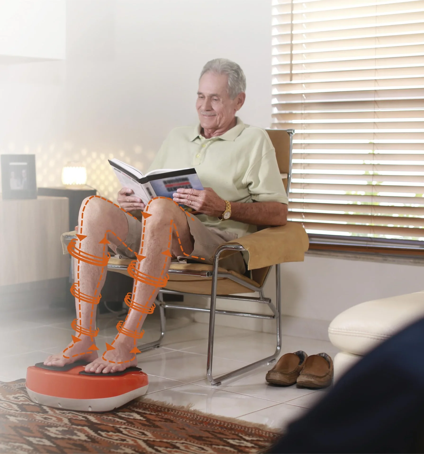 Massage-Gerät, Fußmassage-Gerät, „VibroLegs“, Orange - 2