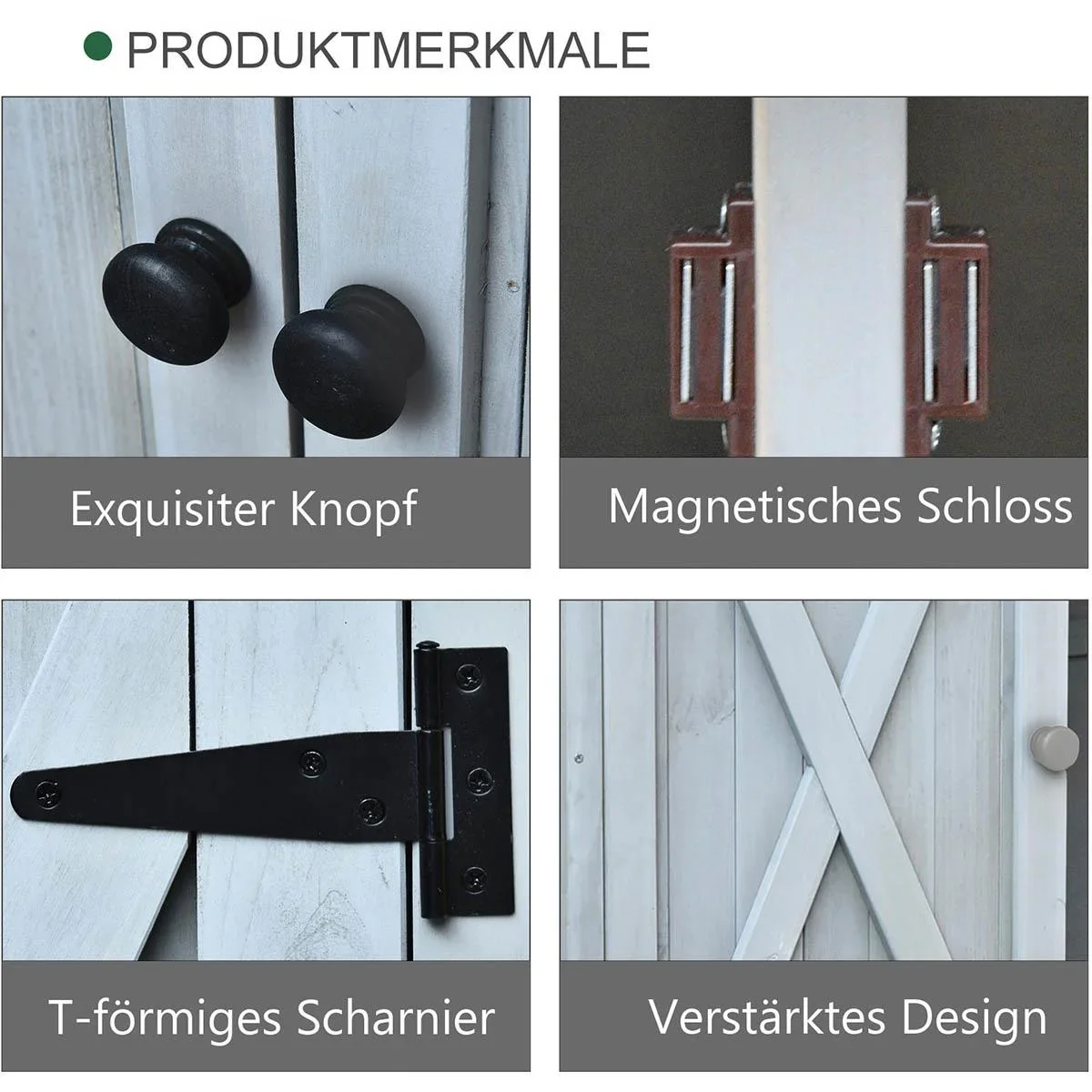 Gartenschrank Holz Geräteschrank mit 2 Tür Geräteschuppen mit Asphaltdach Grau 110 x 55 x117 cm - 2