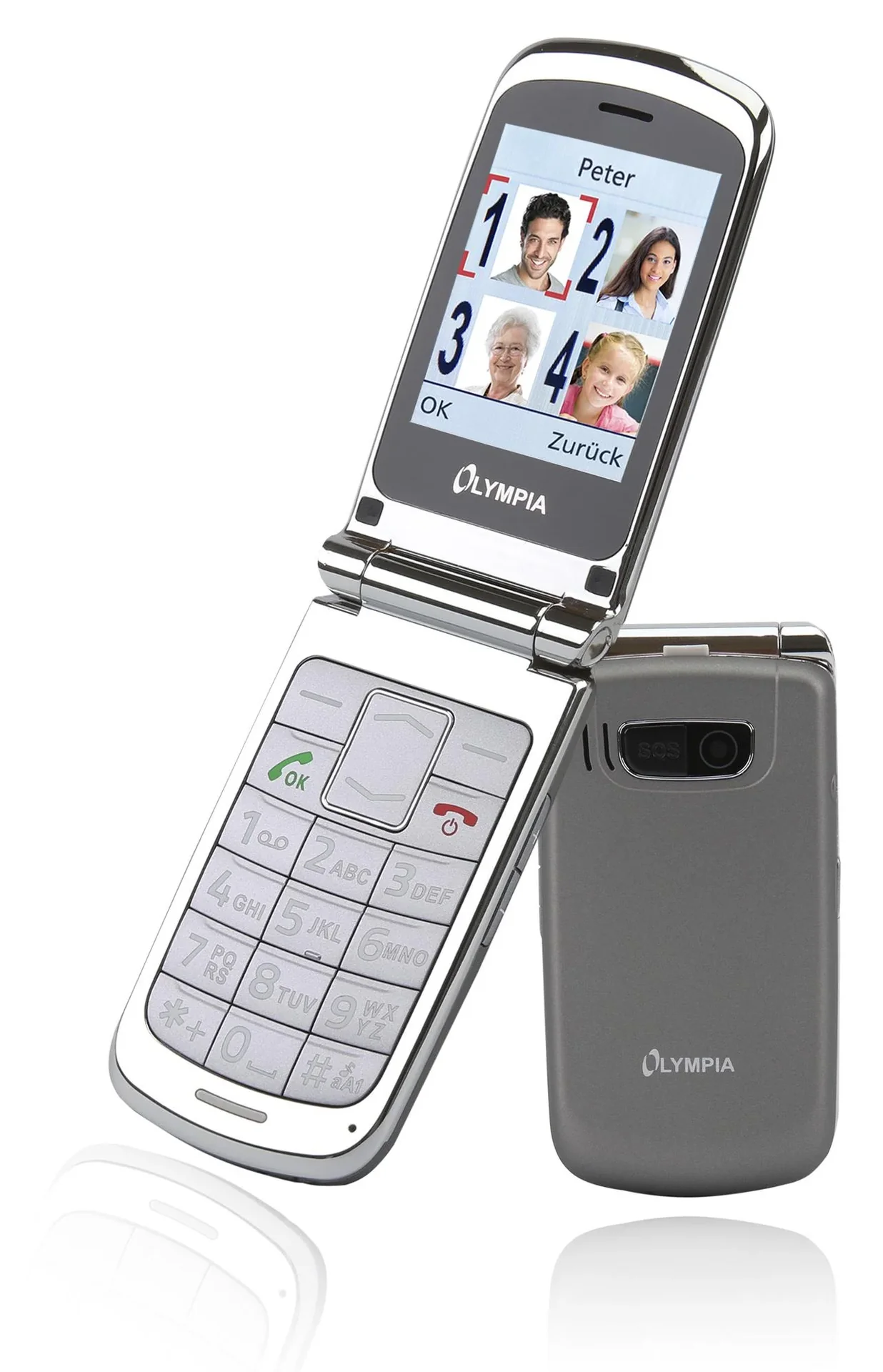 Großtasten Klapphandy in silber - 1