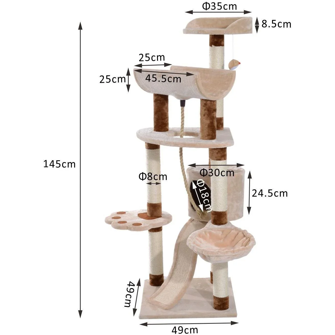 Kratzbaum Katzenbaum Kletterbaum Spielbaum beige - 1