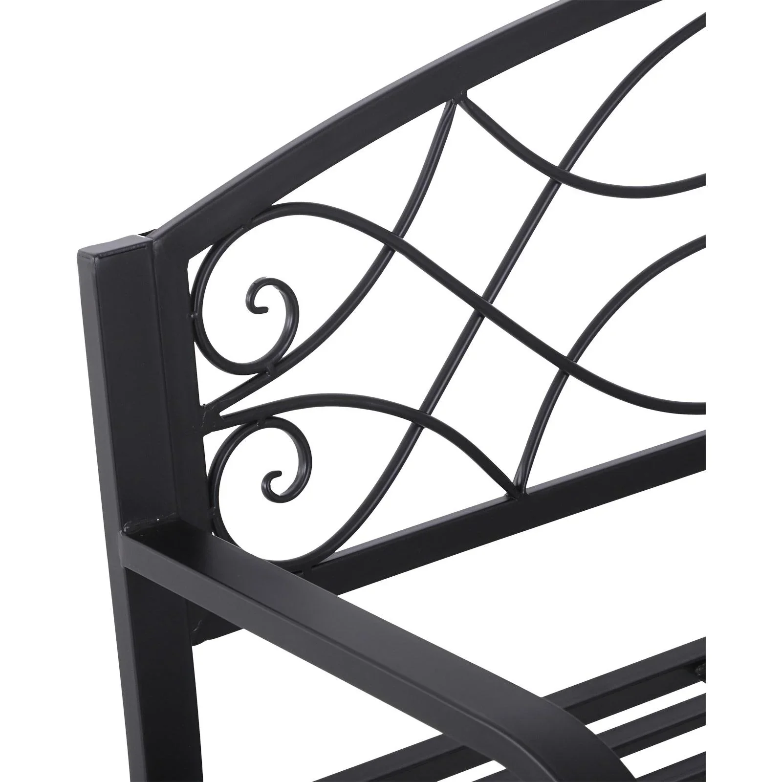 2-Sitzer Sitzbank Gartenbank mit Armlehne Metallbank Landhausstil Metall Schwarz 128 x 50 x 91 cm - 0