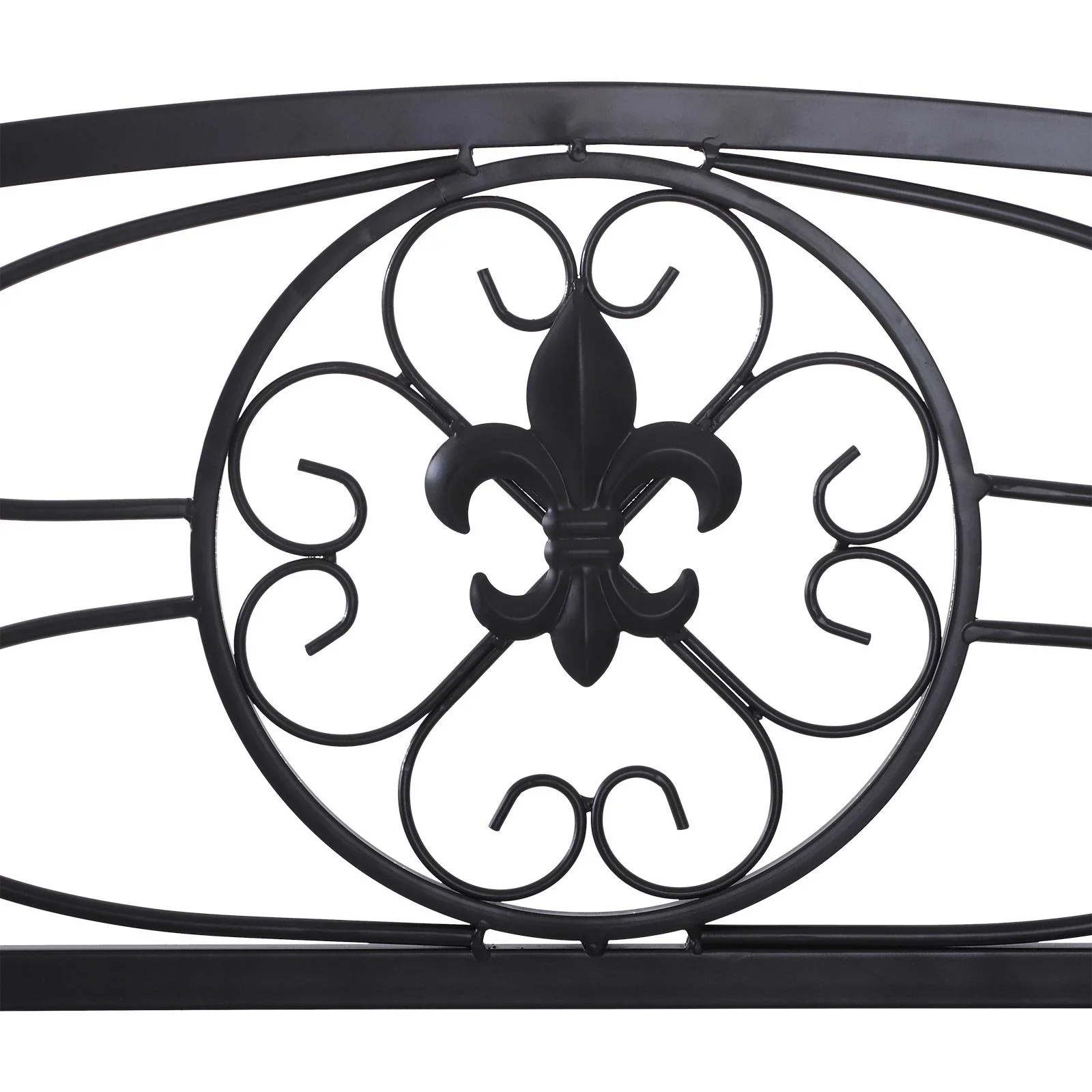 2-Sitzer Sitzbank Gartenbank mit Armlehne Metallbank Landhausstil Metall Schwarz 128 x 50 x 91 cm - 1