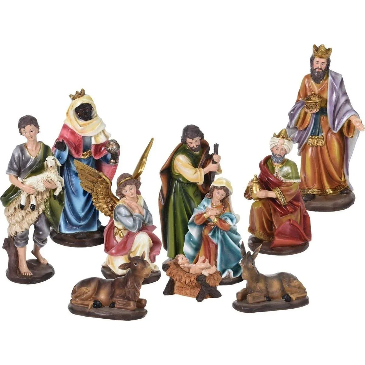 Krippenfiguren - Weihnachtsfiguren für die Krippe - Set mit 10 Stück - 8 bis 20 cm - 0