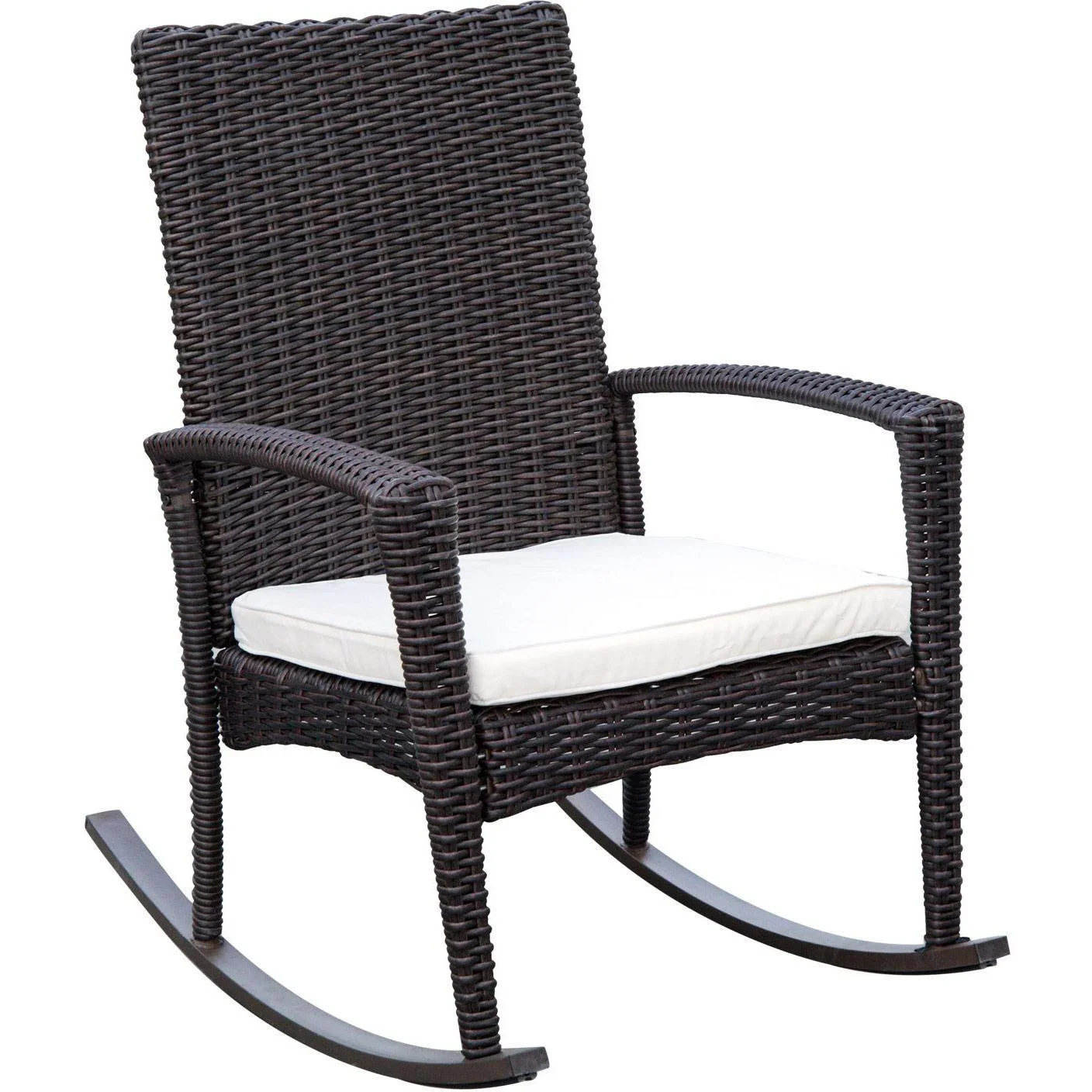 Schaukelstuhl Schwingsessel Polyrattan mit Kissen Braun - 1