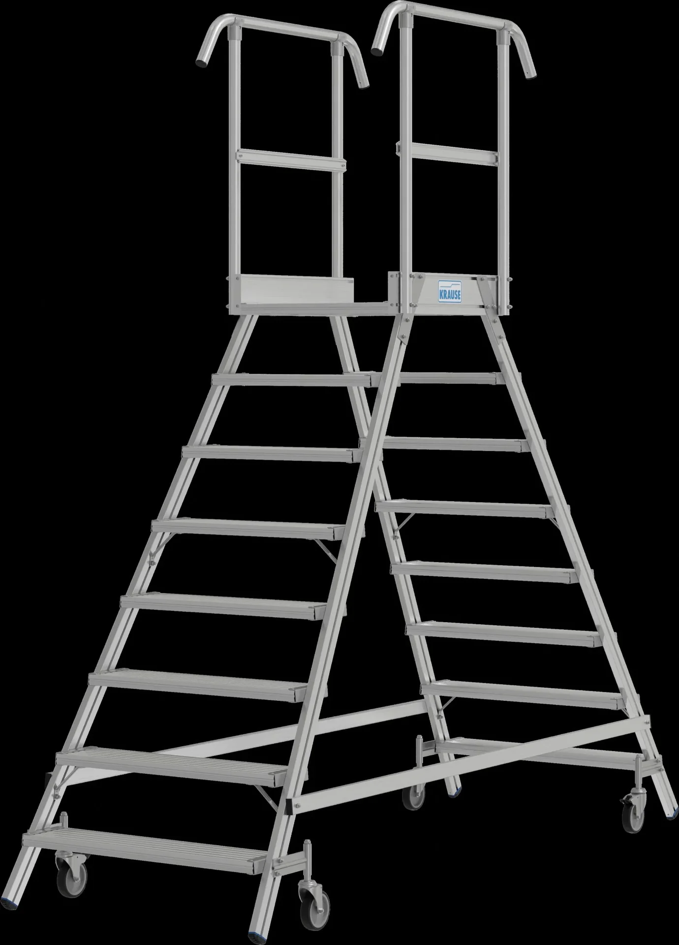 Podestleiter 2 x 8 Alustufen beidseitig Besteigbar - 1