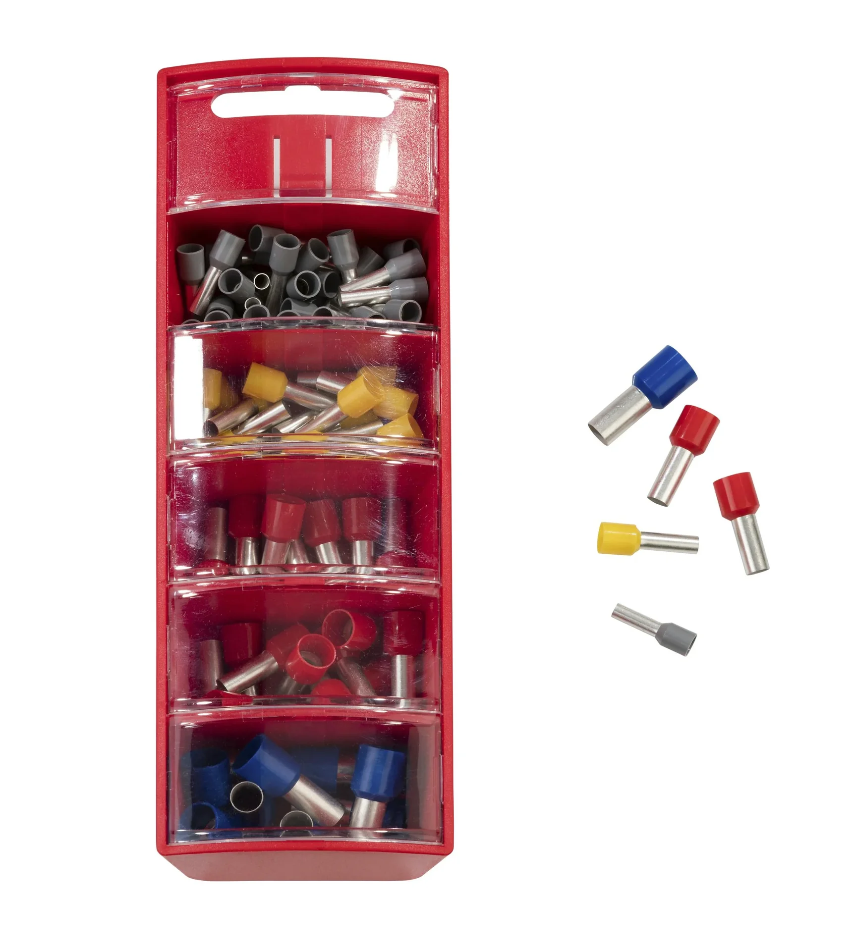 Aderendhülsen-Sortiment in Slide Box rot, 4-16mm², isoliert - 1