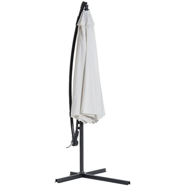 Ampelschirm mit Handkurbel 300cm Rund Stahl Creme - 0