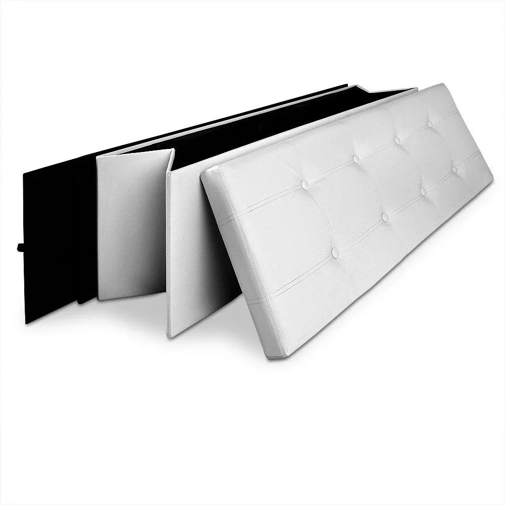 Bank mit Ablage weiß | klappbar | 114 x 40 x 40 cm - 2