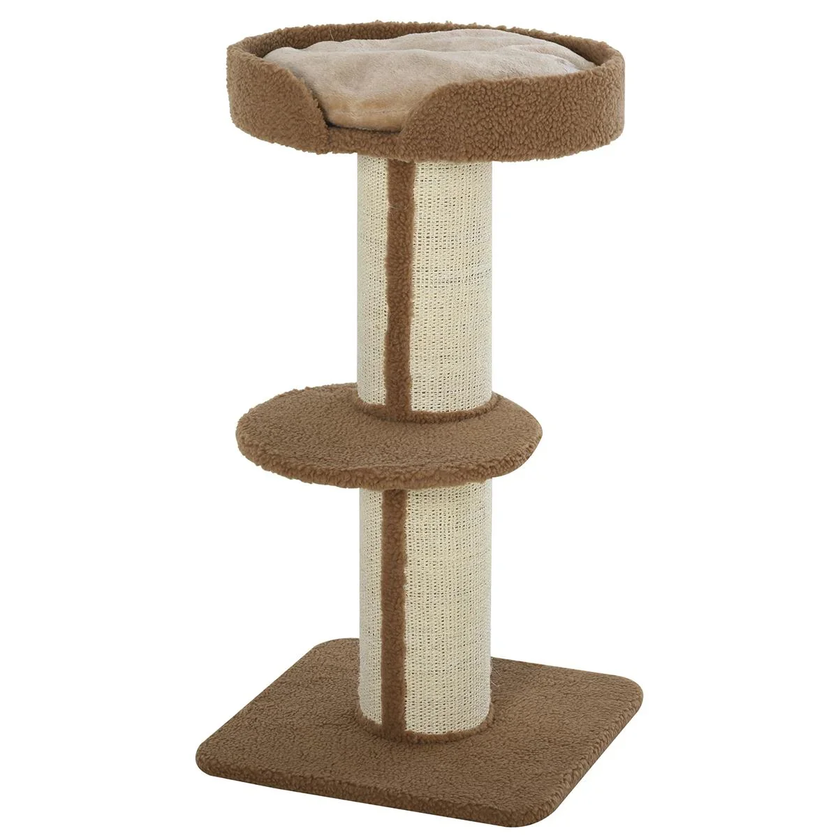 Katzenbaum Spielbaum Kratzstamm mit Plattform Sisal E1 Spanplatte Plüsch Hellbraun 45 x 45 x 91 cm - 0