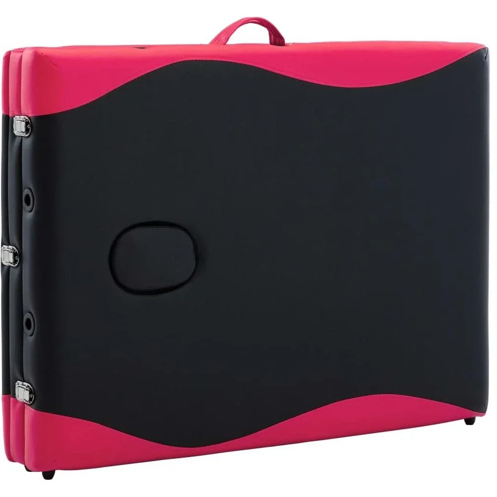 Klappbarer Massagetisch mit 3 Zonen aus Holz, schwarz und rosa - 1