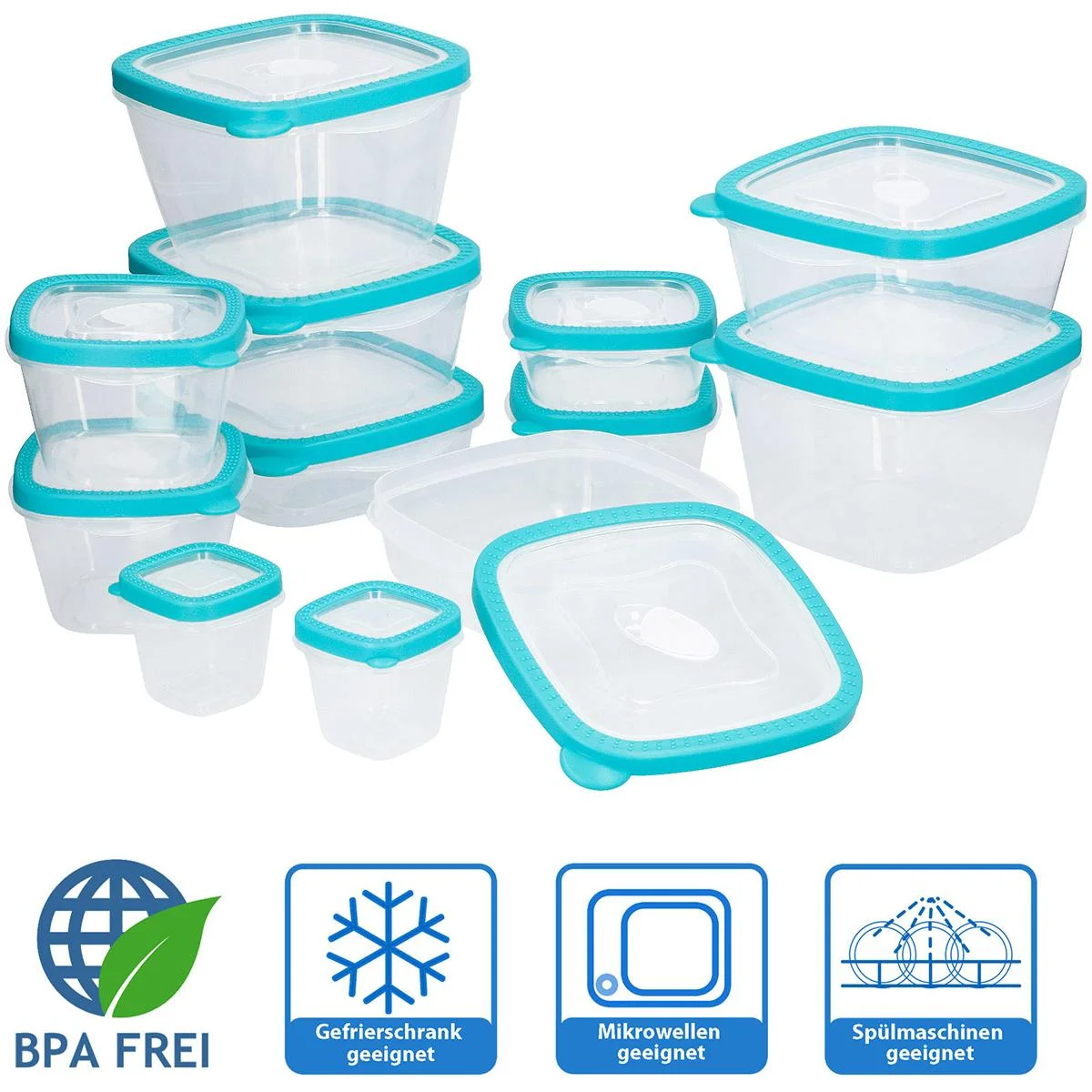 Edco Lebensmittel-Aufbewahrungsboxen 24 Stk. Türkis BPA-frei - 5