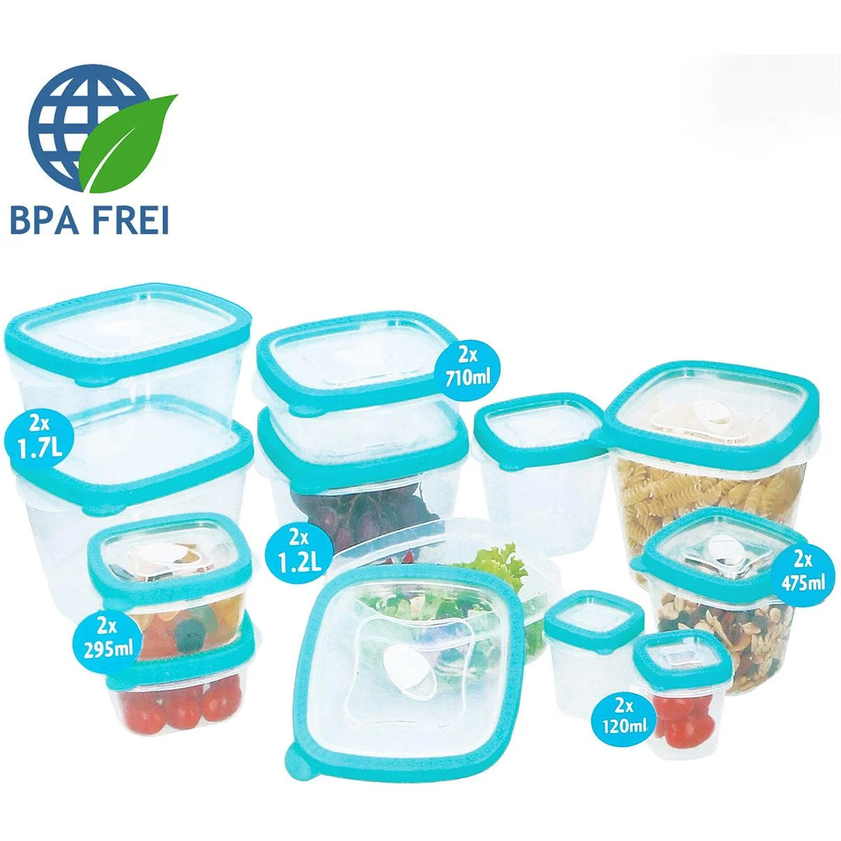 Edco Lebensmittel-Aufbewahrungsboxen 24 Stk. Türkis BPA-frei - 7
