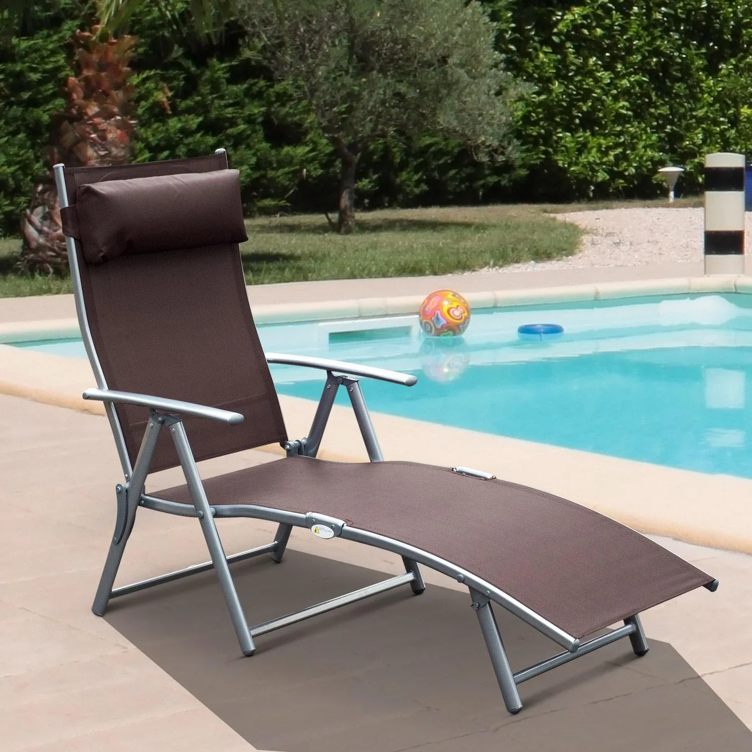 Sonnenliege Strandliege Gartenliege Relaxliege klappbar mit Kissen Braun 137 x 63,5 x 100,5 cm - 0