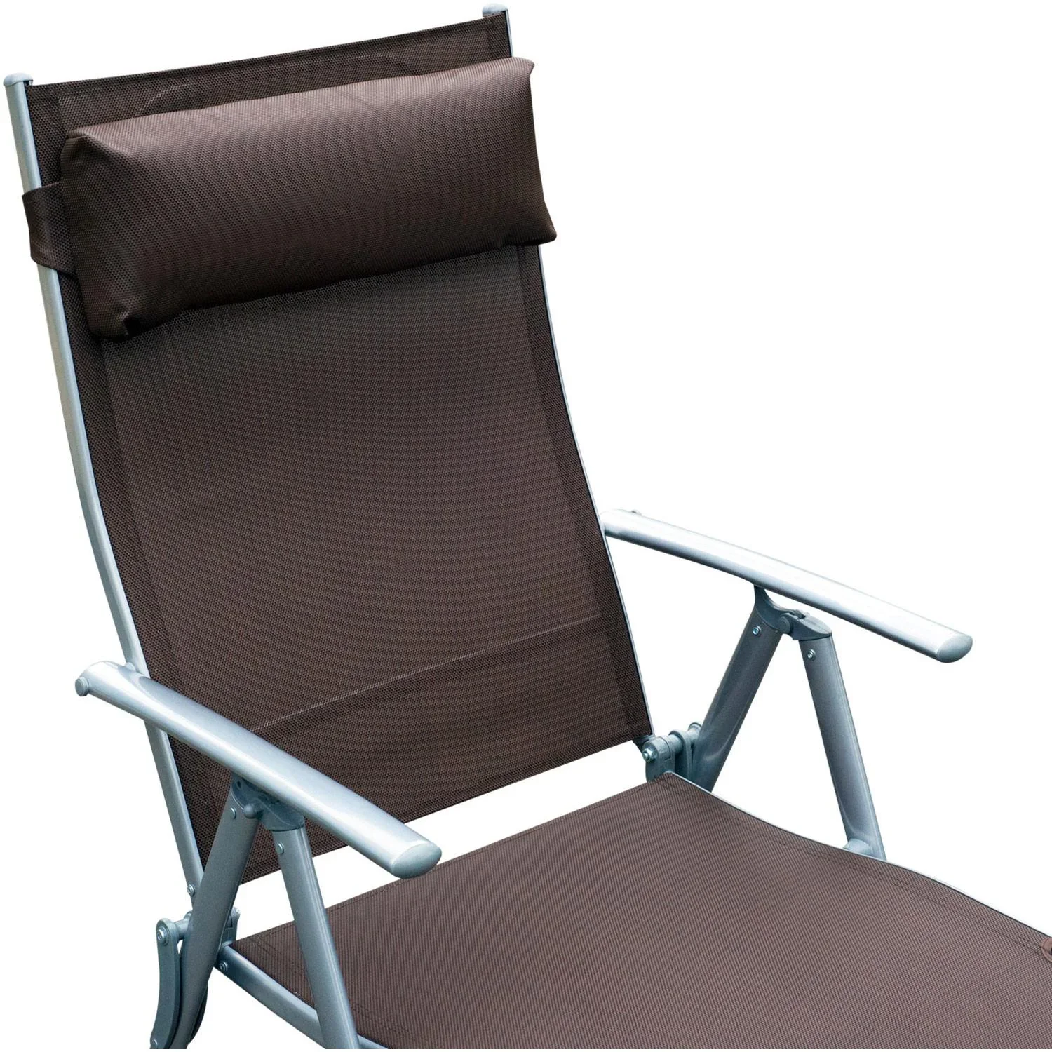 Sonnenliege Strandliege Gartenliege Relaxliege klappbar mit Kissen Braun 137 x 63,5 x 100,5 cm - 2