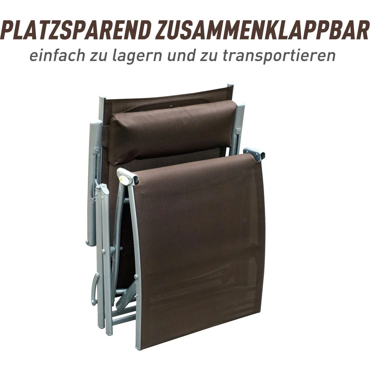 Sonnenliege Strandliege Gartenliege Relaxliege klappbar mit Kissen Braun 137 x 63,5 x 100,5 cm - 5