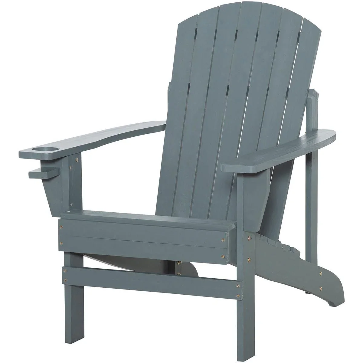 Gartenstuhl mit Becherhalter - Holz - Grau - 97 x 72,5 x 93 cm - 1