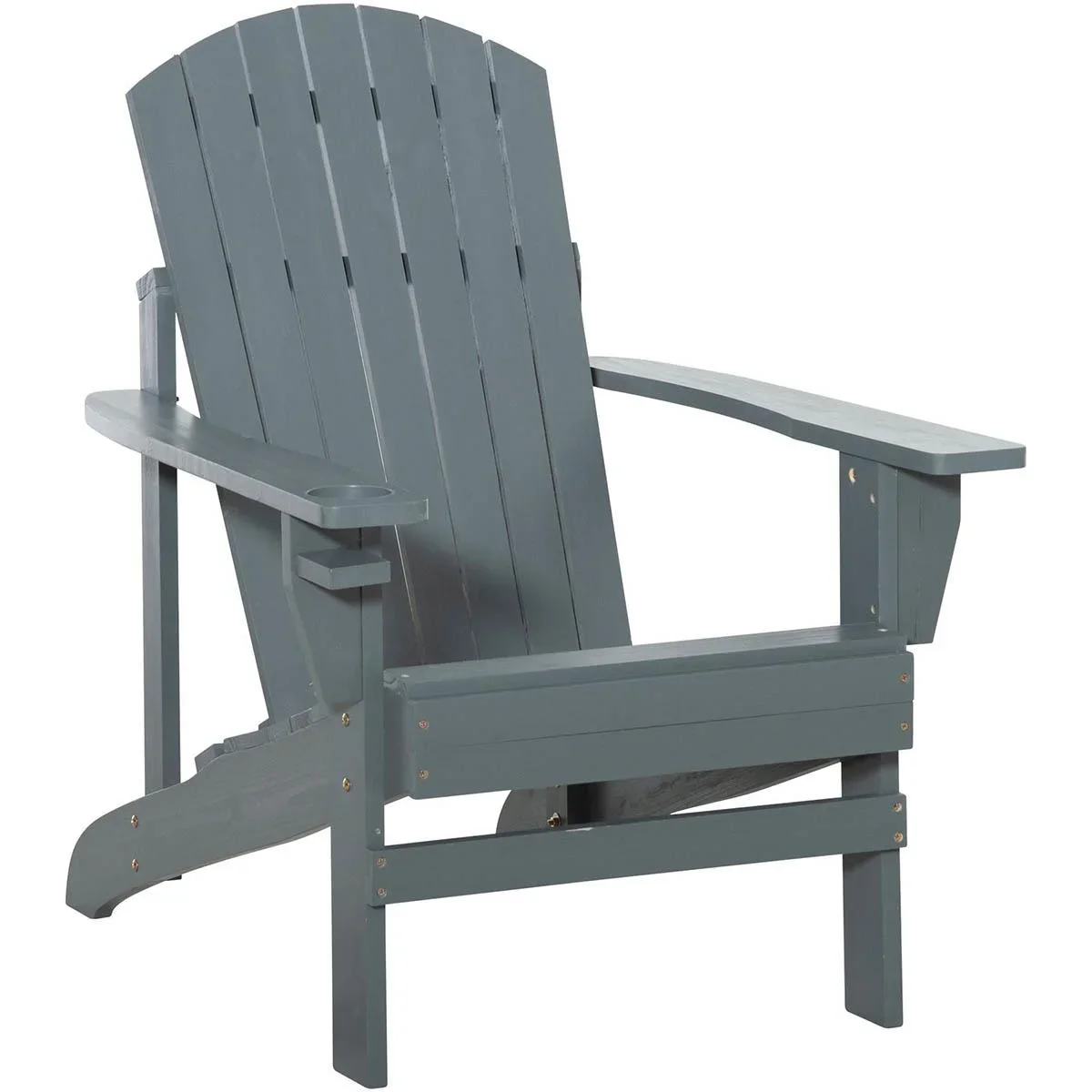 Gartenstuhl mit Becherhalter - Holz - Grau - 97 x 72,5 x 93 cm - 2