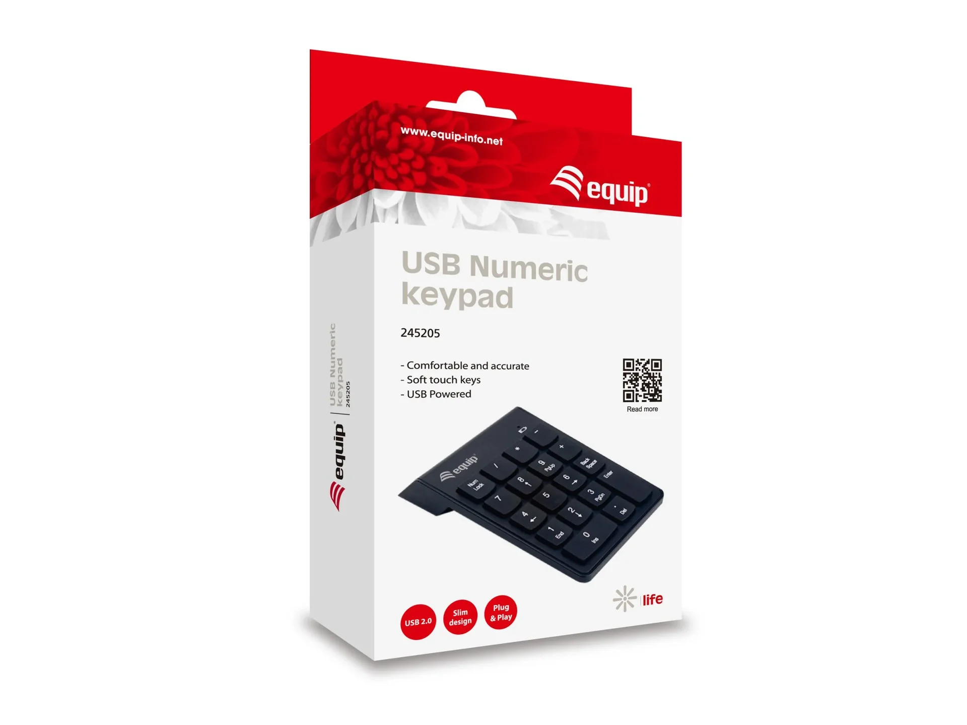 USB Nummernblock Keypad 245205, Plug-and-Play, schwarz - 1