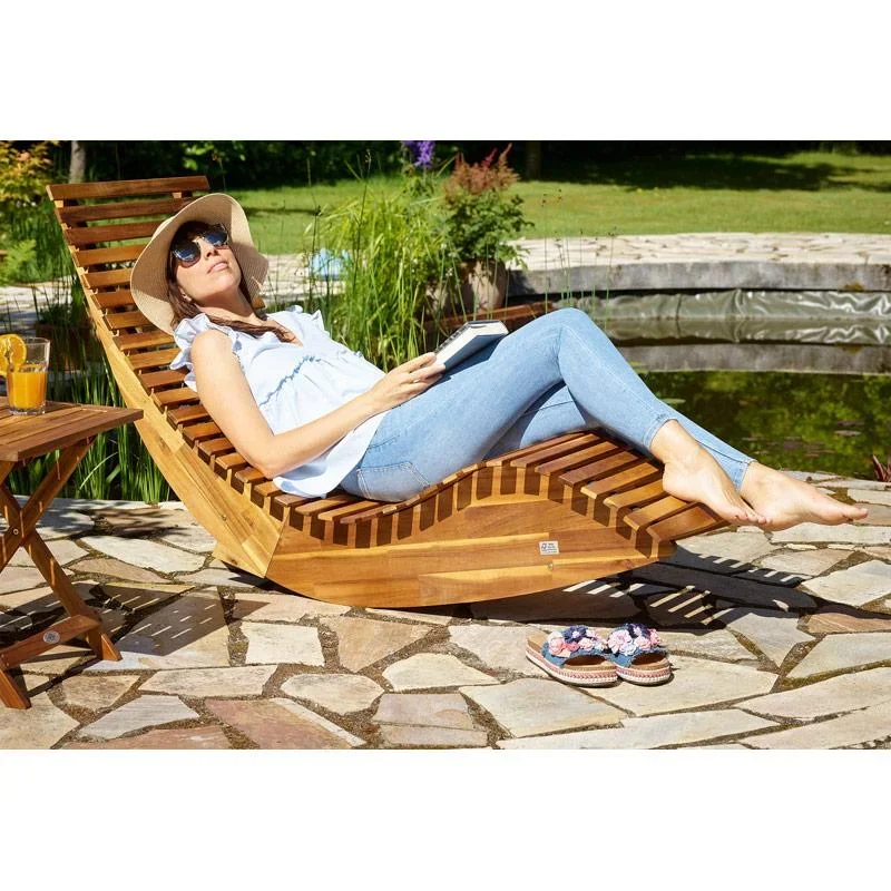 Ergonomische bequeme Liege Schaukel für Garten - Akazienholz FSC zertifiziert - 150x60x93cm - 2