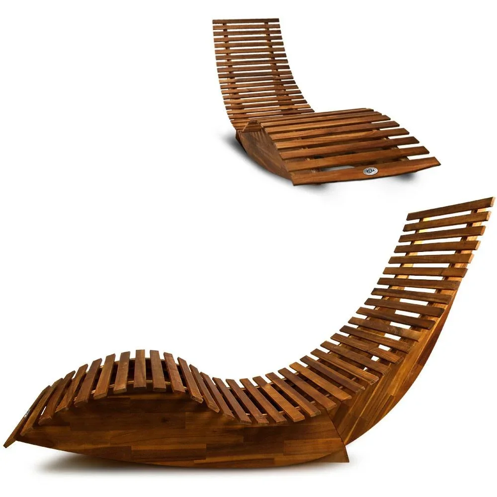 Ergonomische bequeme Liege Schaukel für Garten - Akazienholz FSC zertifiziert - 150x60x93cm - 6