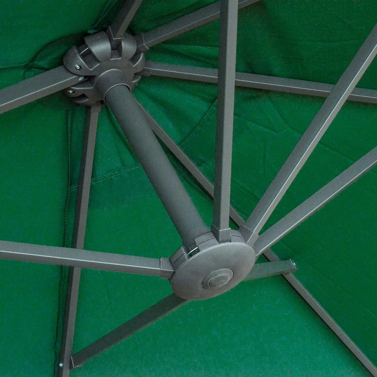 Doppel-Sonnenschirm mit Handkurbel dunkelgrün - 0
