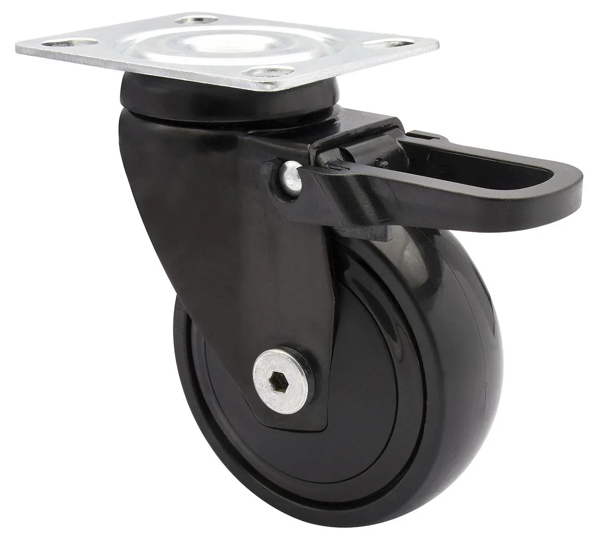 Design 3C Lenkrollen 4 teiliges Set - Ø 75 mm, soft, schwarz, 2 Rollen mit & 2 ohne Feststeller, Tragkraft 75 kg / Rolle - 4