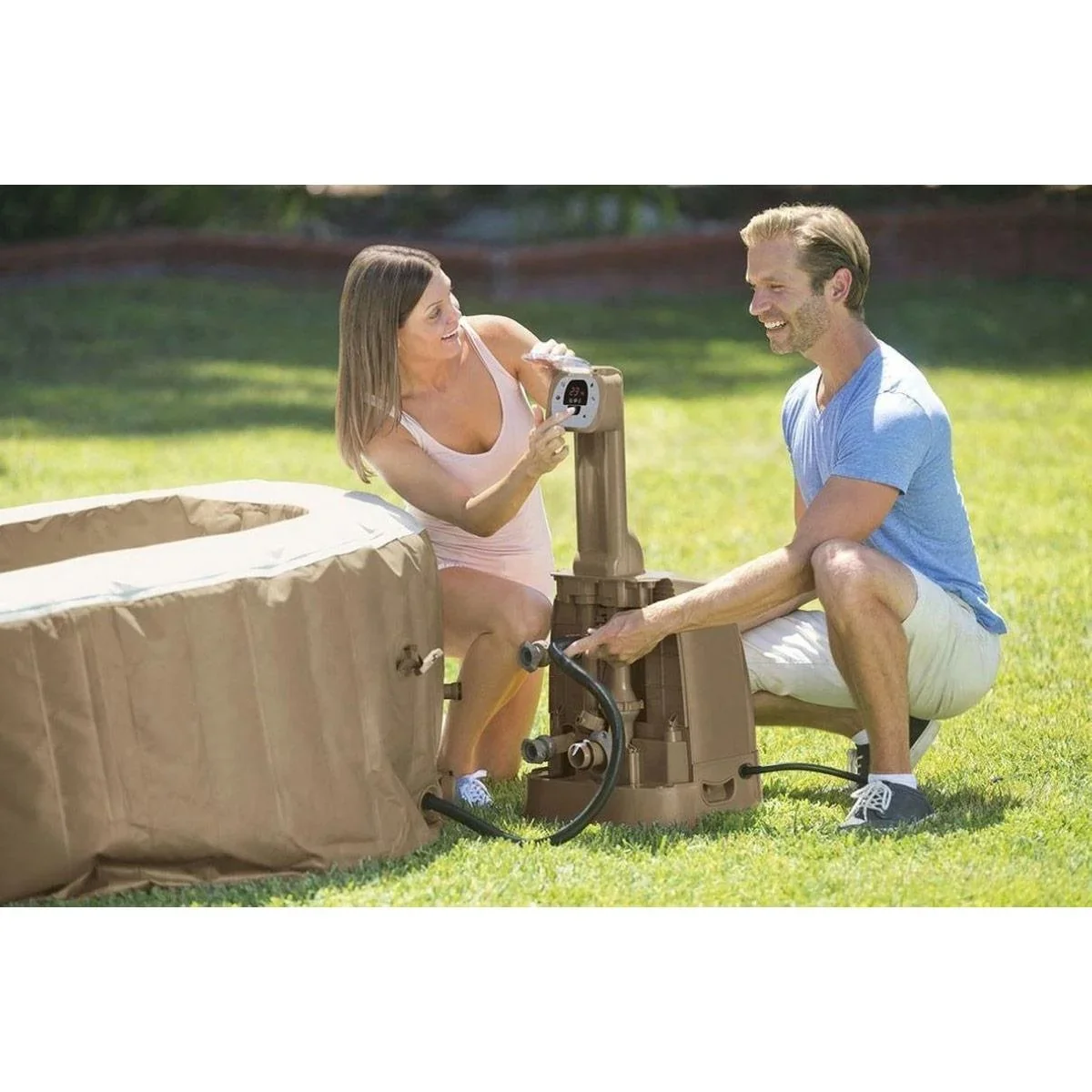 Aufblasbarer Jacuzzi Purespa | 4-Sitzer | Ø196 Cm | PVC | Beige - 4