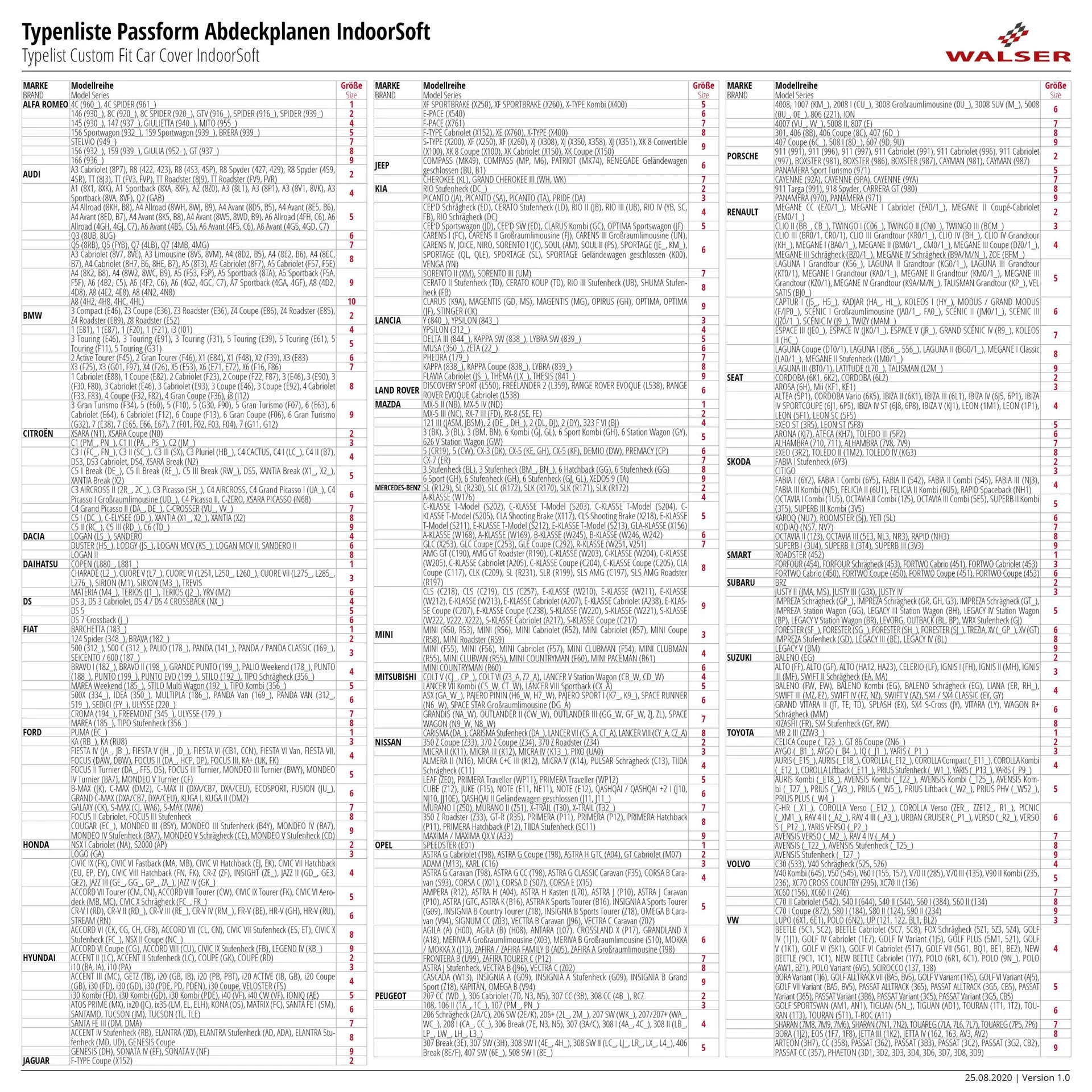 Autoabdeckplane indoor soft - Größe 3 - 381x380x155cm - PES - Elasthan - 6