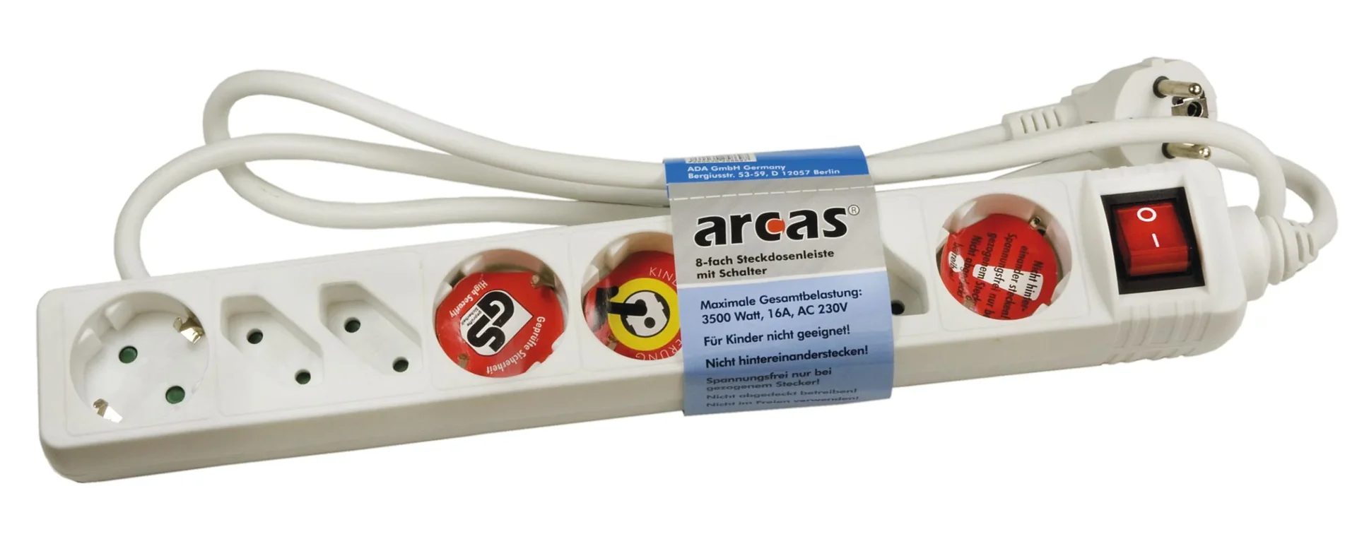 Steckdosenleiste 3-fach, weiß - 1