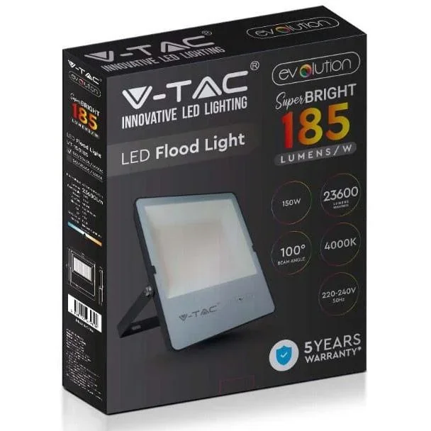 VT-150185 LED-Flutlicht - 150 W - 23600 Lm - 4000K - Schwarz - Extra effizient - 1