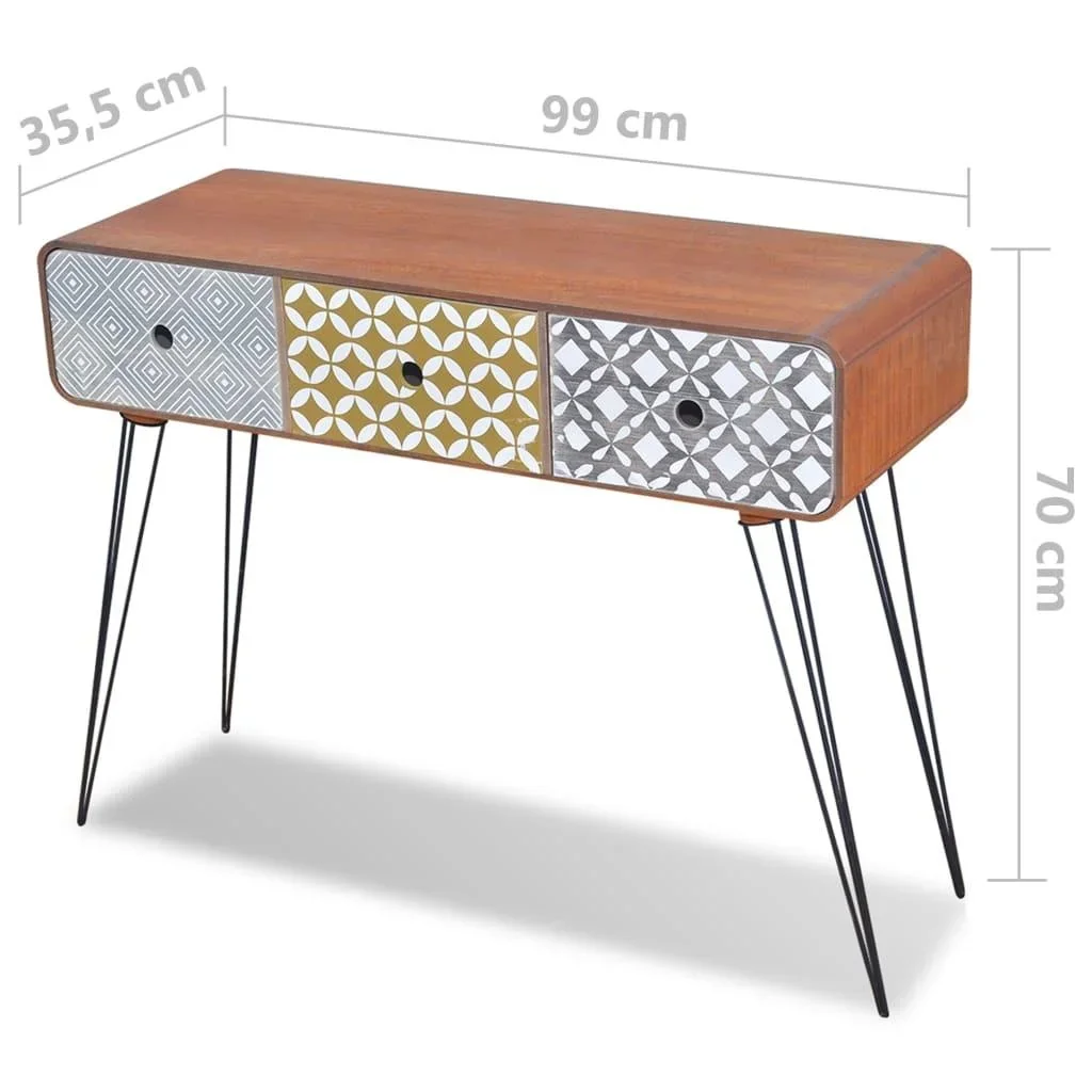 Wandtisch mit 3 Schubladen braun - 2