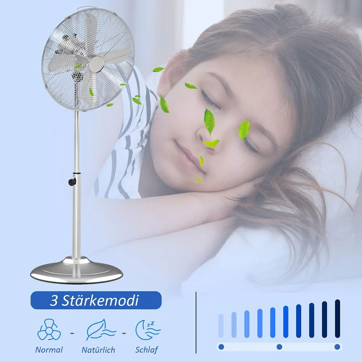 Standventilator mit 3 Geschwindigkeitsstufen silber - 3