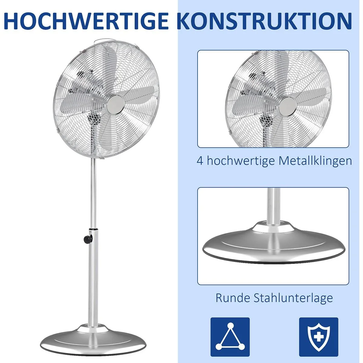 Standventilator mit 3 Geschwindigkeitsstufen silber - 4