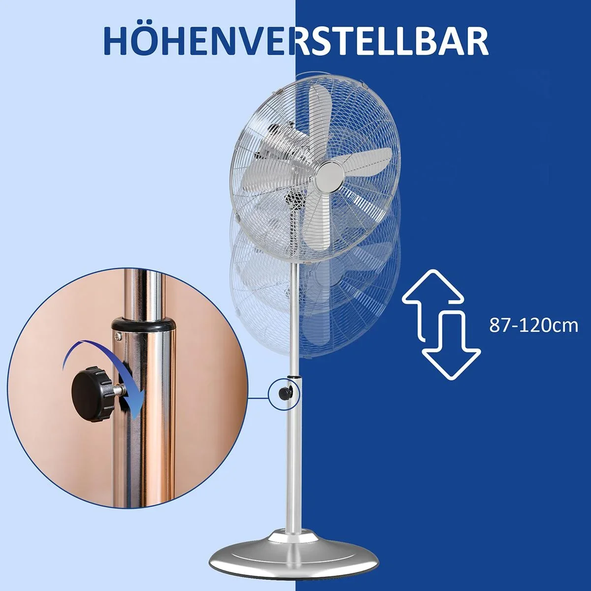 Standventilator mit 3 Geschwindigkeitsstufen silber - 7
