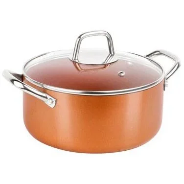 L 12-teiliges Kochgeschirr-Set - inklusive Deckel - Wokpfanne, Stieltopf, Grillpfanne, Bratpfanne - Kupfer - Aluminiumg - 6