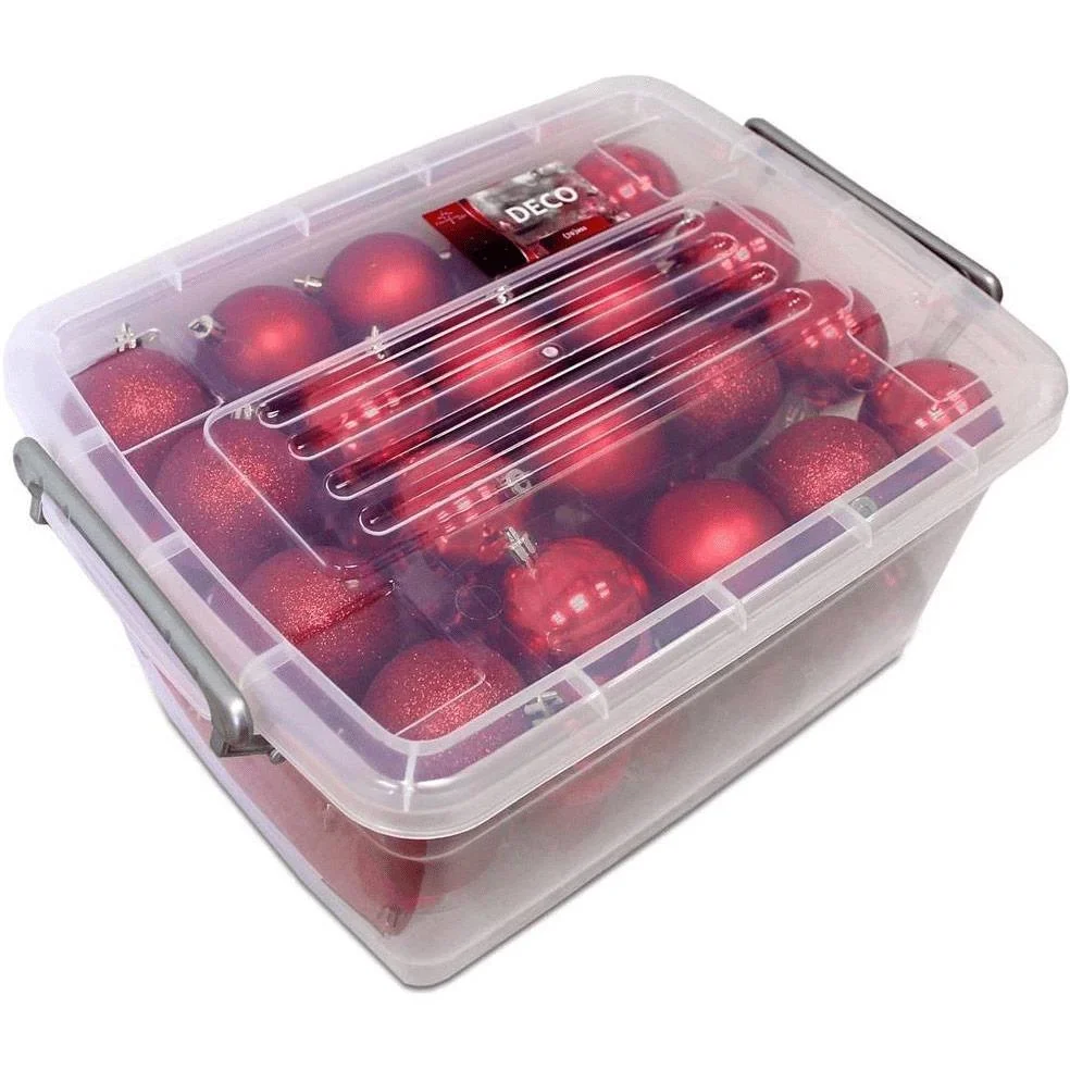 Weihnachtskugeln - 70 Kugeln - mit Aufbewahrungsbox - Kunststoff / Kunststoff - Rot - 1